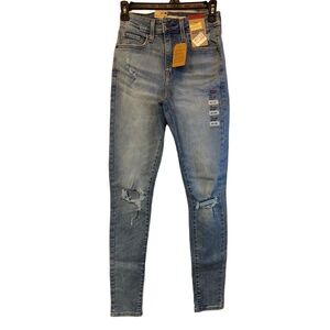 Levi Strauss Co Womens Size 25x30 Jeans Light Wash Skinny High Rise Distressed